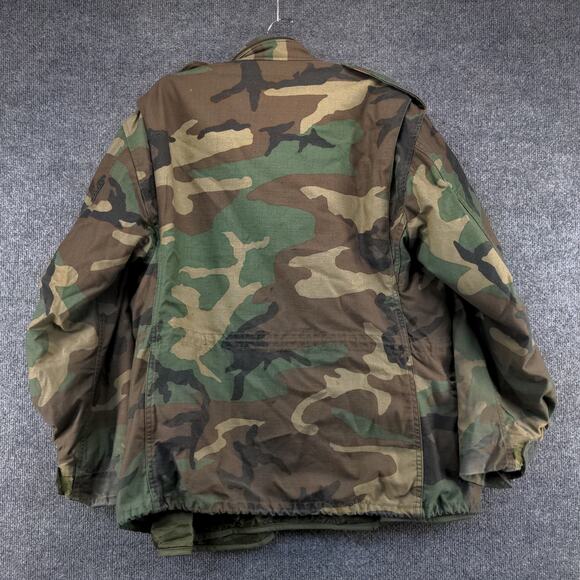 U.S. Military Cold Weather Coat W/ Liner Woodland Camo Green Brown SZ XL Vintage - Picture 3 of 16